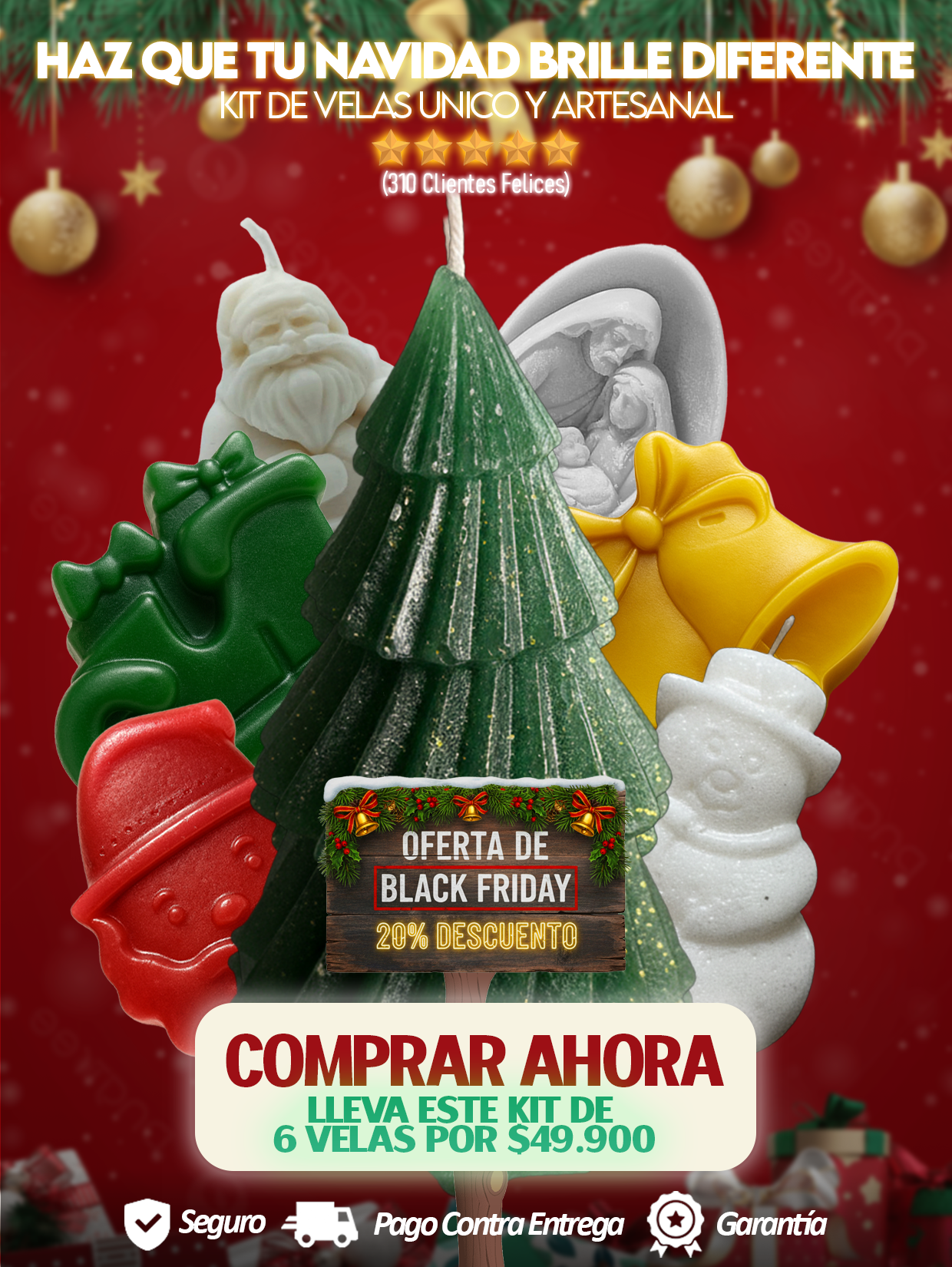 🎄¡Super Oferta! Kit de Velas Navideñas Artesanales x6🎄