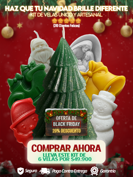 🎄¡Super Oferta! Kit de Velas Navideñas Artesanales x6🎄